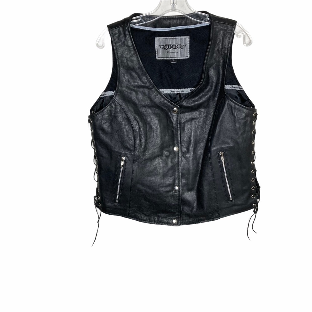 Unik Premium Leather Vest Womens Size XL Black